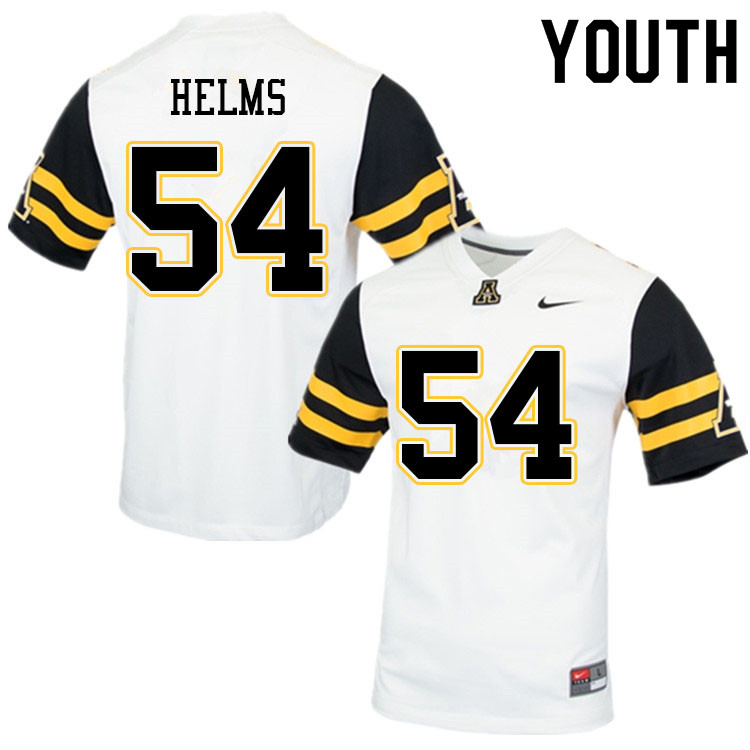 Youth #54 Isaiah Helms Appalachian State Mountaineers College Football Jerseys Sale-White - Click Image to Close